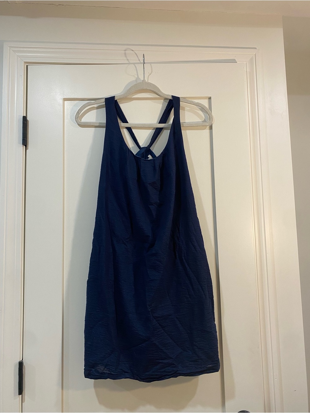 J. Crew Navy Sleeveless Mini Dress with Crisscross Back